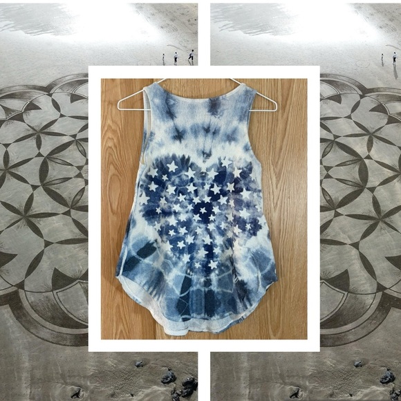 Gaze Knit Tie Dye Hearts Stars Sleeveless Swing Top - Picture 5 of 5